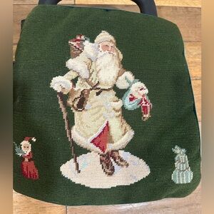 Vintage Santa Needlepoint pillowcase with velvet back.